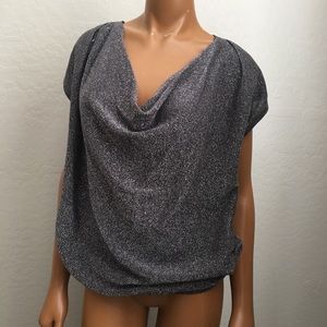 Michael Kors metallic glitter gray blouse small